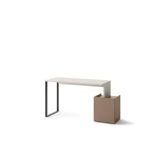 Spacious Cashmere & Truffle Desk H770mm W1630mm D550mm - Modern Design with Storage