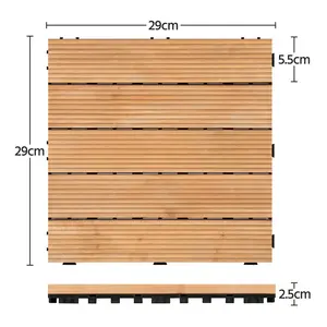 30cm L x 30cm W Interlocking Wood Deck Tile (Set of 27) Natural Wood