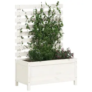 Berkfield Garden Planter with Rack White 79x39.5x114 cm Solid Wood Pine