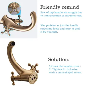 BATHWEST Victorian Polished  Brass Basin Mixer Taps  Cross Handle Bathroom Sink Taps Gold Faucet