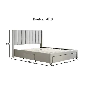 Elegance Champagne Upholstered - Double Drawer Bed Frame Only