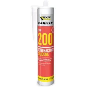 Everbuild Everflex 200 Contractors LMA Silicone Sealant, White 295 ml (Pack Of 6)