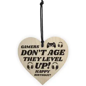 Red Ocean Gamer Birthday Gift For Son Brother Wooden Heart Gaming Sign Gift For Him