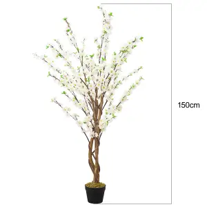 White Artificial Plant Potted Peach Flower Tree House Plant Indoor Plant 150 cm