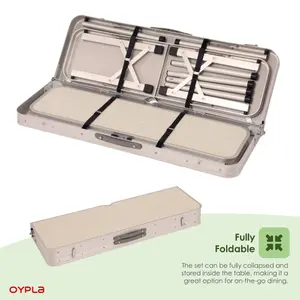 Oypla 3ft Folding Outdoor Camping Kitchen Work Top Table and Benches