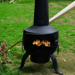 Large 137cm Tall Garden Patio Chiminea Wood Log Burner Fire Pit BBQ Grill Heater