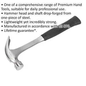 16oz Claw Hammer with Rubber Grip - Durable Drop Forged Steel for DIY Projects