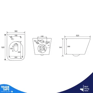 Wall Hung Toilet Pan Round with VIVA Slim Concealed Cistern Frame 1.14-1.35m & Square Gloss White flush Plate