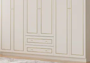 MARIE XL 6 Door 2 Drawer Gold White Wardrobe