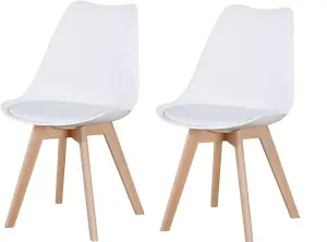 Bendal Pair of Dining Chair in White and Beech Finish