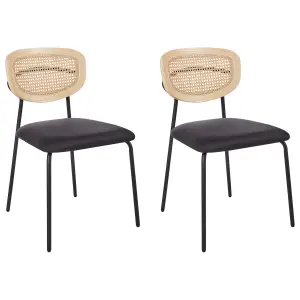 Set of 2 Dining Chairs MAYETTA Rattan Black