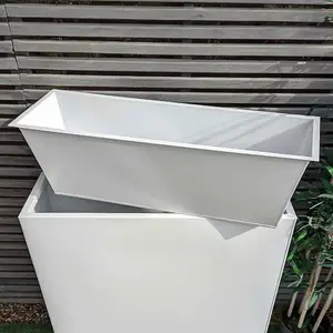 80cm Long Zinc Matte White 60cm Tall Trough Planter