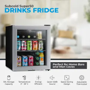 Subcold Super 50 LED Drinks Fridge - Silver