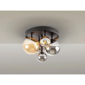 Luminosa Dark 5 Light Globe Ceiling Light Black, Brass, 2-Tone Crystal, G9