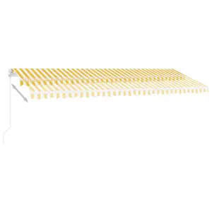 Berkfield Manual Retractable Awning with LED 500x300 cm Yellow and White