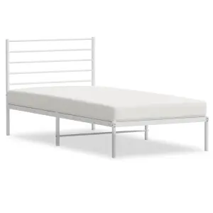 Berkfield Metal Bed Frame with Headboard White 80x200 cm