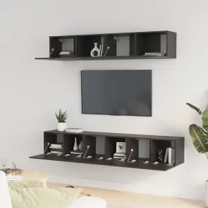 Berkfield 5 Piece TV Cabinet Set Black Engineered Wood