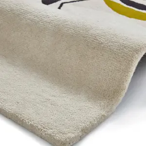 Beige Luxurious Modern Wool Abstract Rug For Bedroom & Living Room-150cm X 230cm