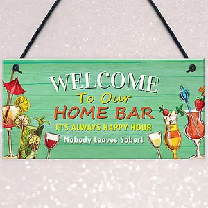 Red Ocean Home Bar Welcome Sign - Funny Bar Accessories For Home Pub - Novelty Garden Bar Signs - Home Bar Decor Plaques