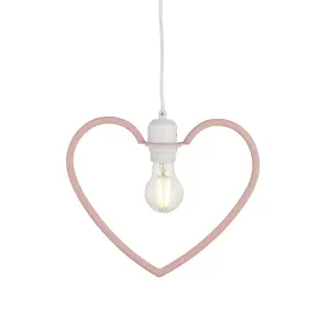 First Choice Lighting Set of 2 Pink Heart Shaped Easy Fit Pendant Shades