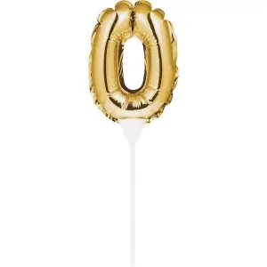 Creative Party Number 0 Inflatable Balloon Cake Topper Gold (One Size)