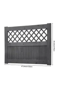 Rhombus Design Fence Gate with Latch, Grey Coated Garden Entryway, 120cm x 90cm