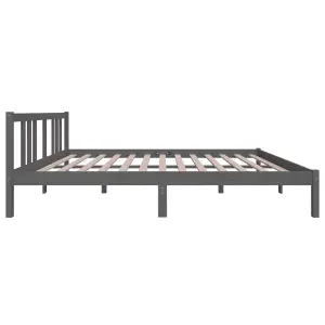 Berkfield Bed Frame Grey Solid Wood 150x200 cm King Size