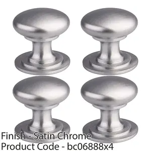 4 PACK - Victorian Tiered Door Knob - 25mm Satin Chrome Cabinet Pull Handle Round Rose