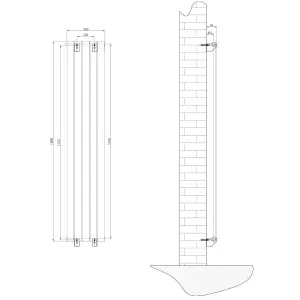 Porter Black Double Vertical Flat Panel Radiator - 1800x340mm