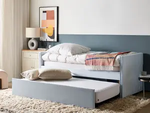 Velvet EU Single Trundle Bed Light Blue TROYES