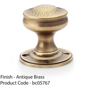 SOLID BRASS Mortice Hammered Georgian Door Knob - Antique Brass 50mm Diameter