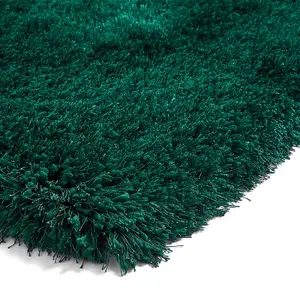 Jewel Green Shaggy Plain Modern Easy to Clean Rug for Living Room and Bedroom-60cm X 120cm