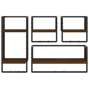 Marusya 4 Piece Floating Shelf (Set of 4) Brown Oak