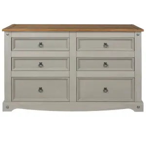 Premium Corona, Grey, 3+3 drawer wide chest of drawers