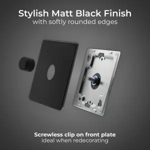 BG Flatplate Screwless 200W Single Wall Dimmer Switch, Matt Black