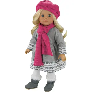 Sophia's by Teamson Kids Doll Dress, Leggings, Hat, and Scarf Set for 18" Dolls