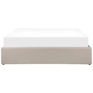 Fabric EU King Size Ottoman Bed Beige DINAN