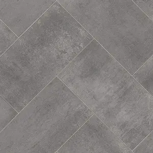 Grey Modern Tile Effect Anti-Slip Vinyl Flooring for Home, Shops, Offices, 2.0mm Thick Vinyl Sheet-2m(6'6") X 2m(6'6")-4m²