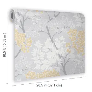 Fresco Lykke Grey & ochre Tree Smooth Wallpaper Sample