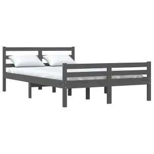 Berkfield Bed Frame Grey Solid Wood 120x190 cm Small Double