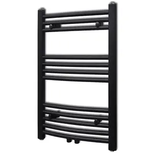 Bathroom Heating Towel Rail Radiator Curve 500x764 mm Black