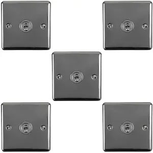 5 PACK 1 Gang Single Retro Toggle Light Switch BLACK NICKEL 10A 2 Way Plate