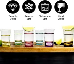 6 Pack 50ml Colored Shot Glasses Set with Heavy Base - Durable Reusable Glasses for Shots, Tequila, Espresso & Desserts