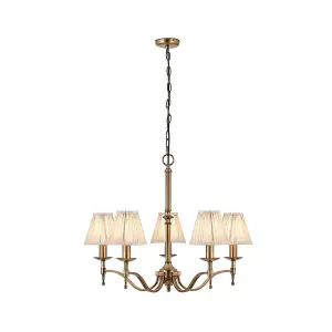 Luminosa Stanford 5 Light Multi Arm Ceiling Pendant Chandelier Antique Brass, E14