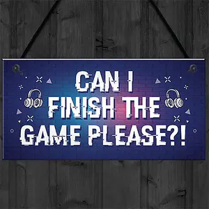 Red Ocean Funny Gaming Sign For Boys Bedroom Gamer Gift For Son Brother Hanging Door Sign For Games Room