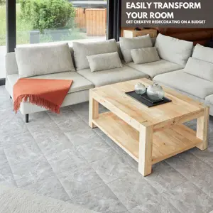 Self-Adhesive Vinyl Floor Tiles - 30 Pack for 30 ft² (2.79 m²) Coverage - Peel & Stick Vinyl Floor Tiles- Light Grey Marble Effect