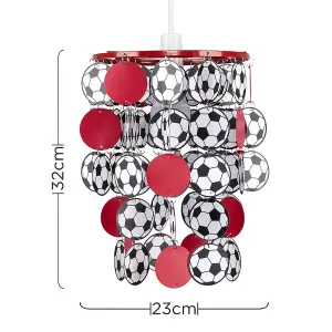 ValueLights Football Red Ceiling Pendant Shade and B22 GLS LED 10W Warm White 3000K Bulb