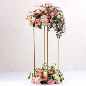 Gold Metal Rectangular Flower Stand Pedestal Wedding Party Ornament 250 x 600 mm