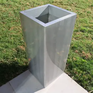 100cm Zinc Silver Tall Square Planter