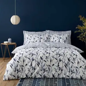 Dunelm Zen Reversible Duvet Cover And Pillowcase Set, Scandi, Size: Single, Blue, Navy, 100% Cotton